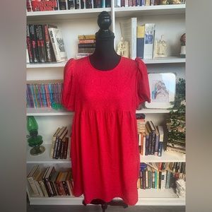 Who What Wear Magenta Textured Babydoll Dress